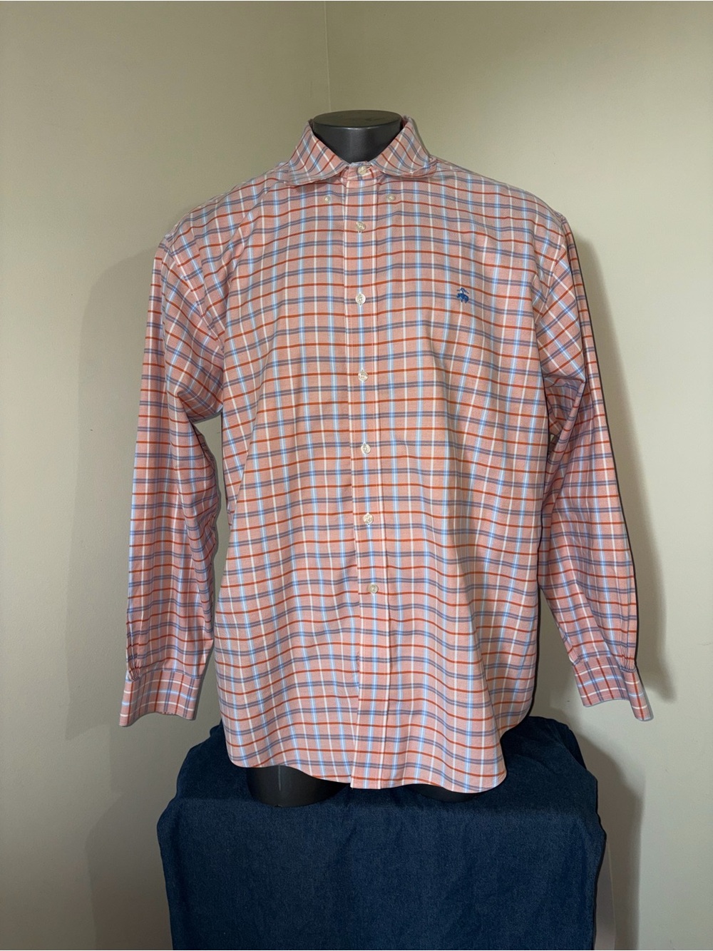 Brooks brothers Original polo shirt, XL men’s plaid blue orange button-down